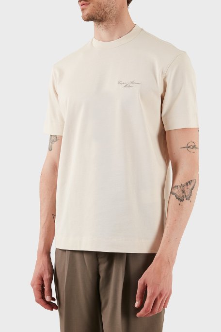 Emporio Armani Logolu % 100 PAmuk Regular Fit Bisiklet Yaka Erkek T Shirt EM002660 AF13715 U1088 EKRU - Emporio Armani (1)