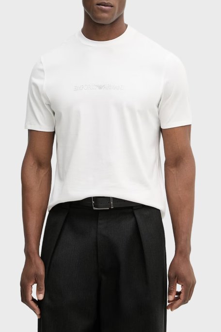 Emporio Armani Logolu % 100 Pamuk Regular Fit Bisiklet Yaka Erkek T Shirt EM004583 AF13669 M0307 BEYAZ - Emporio Armani