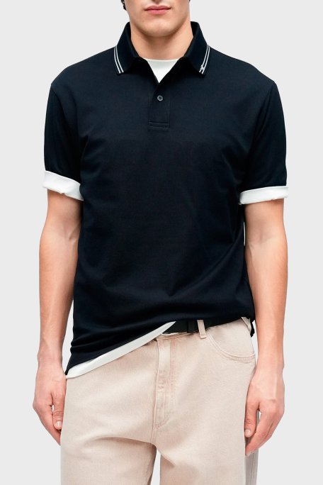 Emporio Armani Logolu %100 Pamuk Regular Fit Erkek Polo EM005842 AF12955 UB118 LACİVERT - Emporio Armani
