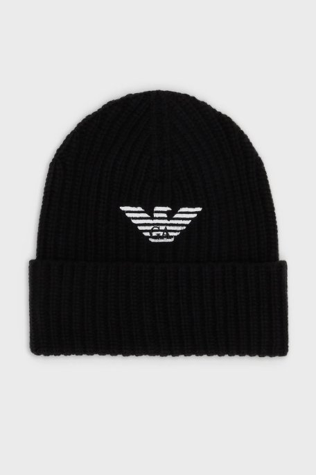 Emporio Armani Logolu % 100 Yün Erkek Bere 627676 2F556 00020 SİYAH - Emporio Armani