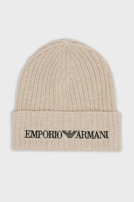 Emporio Armani Logolu % 100 Yün Erkek Bere 627676 2F556 00055 BEJ - Emporio Armani