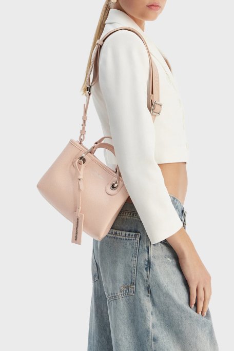 Emporio Armani Logolu Ayarlabilir ve Çıkarılabilir Askılı Bayan Çanta EW000382 AF12036 M1332 PUDRA - Emporio Armani (1)