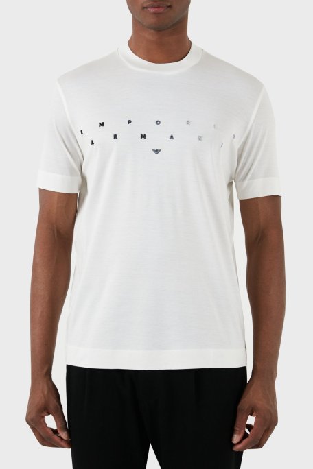 Emporio Armani Logolu Bisiklet Yaka Relaxed Fit Erkek T Shirt 3D1TA2 1JUVZ 01B2 EKRU - Emporio Armani