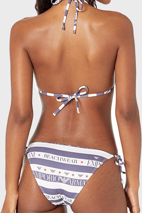 Emporio Armani Logolu Boyundan Bağlamalı Üçgen Alt Üst Bayan Bikini S 262185 2R310 25934 BEYAZ-LACİVERT - Emporio Armani (1)