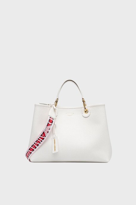 Emporio Armani Logolu Çıkarılabilir Askılı Bayan Çanta EW000360 AF12103 M0034 BEYAZ - Emporio Armani