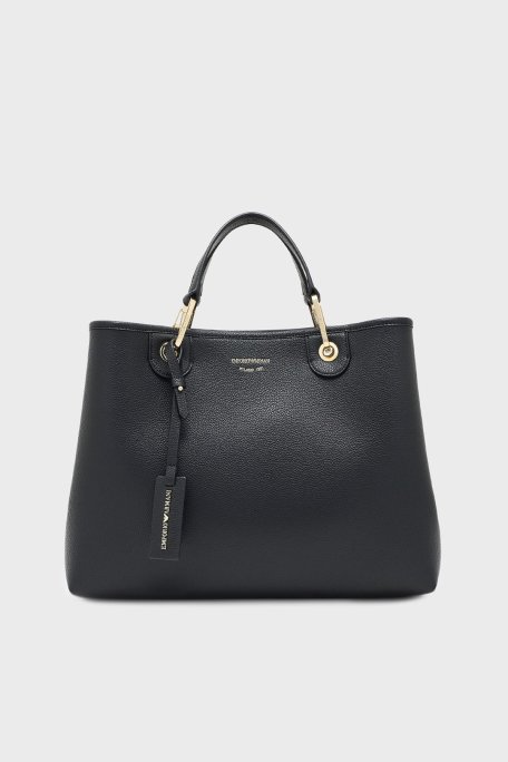 Emporio Armani Logolu Çıkarılabilir Askılı Bayan Çanta EW000360 AF12103 MC032 SİYAH-GÜMÜŞ - Emporio Armani
