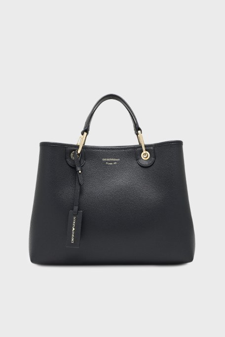 Emporio Armani Logolu Çıkarılabilir Askılı Kadın Çanta EW000360 AF12103 MC032 SİYAH-GÜMÜŞ - Emporio Armani