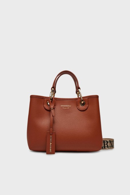 Emporio Armani Logolu Çıkarılabilir Askılı Bayan Çanta EW000361 AF12103 M6030 TABA - Emporio Armani