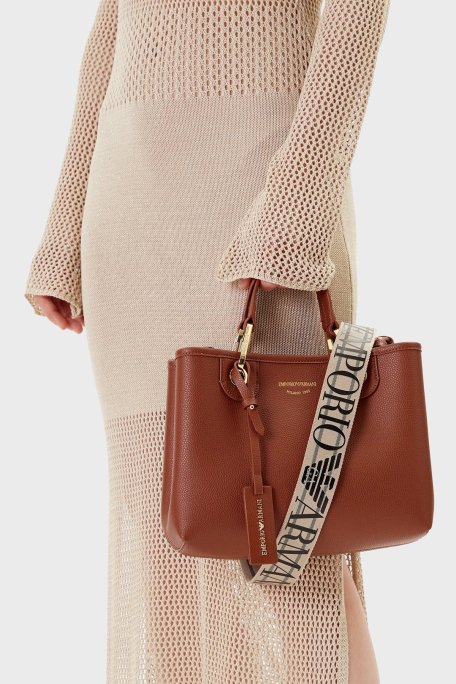 Emporio Armani Logolu Çıkarılabilir Askılı Bayan Çanta EW000361 AF12103 M6030 TABA - Emporio Armani (1)