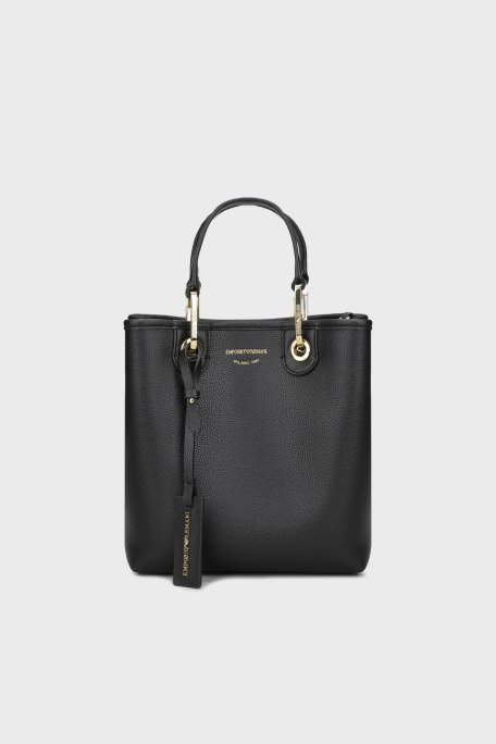 Emporio Armani Logolu Çıkarılabilir Askılı Kadın Çanta EW000362 AF12103 MC032 SİYAH-GOLD - Emporio Armani