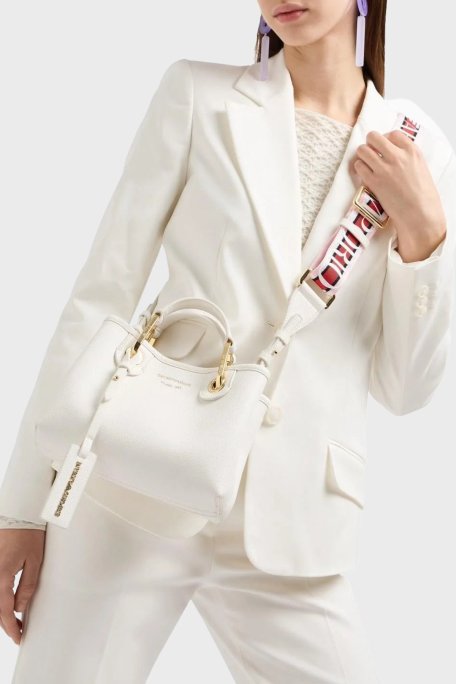 Emporio Armani Logolu Çıkarılabilir Askılı Bayan Çanta EW000382 AF12103 M0034 BEYAZ - Emporio Armani (1)