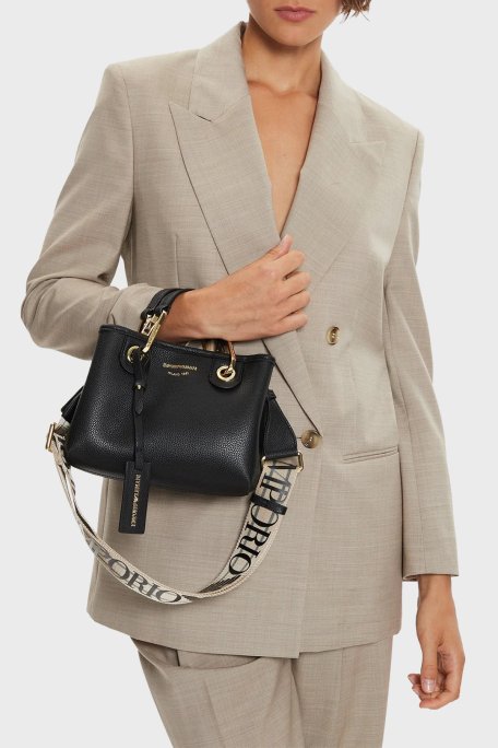 Emporio Armani Logolu Çıkarılabilir Askılı Kadın Çanta EW000382 AF12103 MC032 SİYAH-GOLD - Emporio Armani (1)