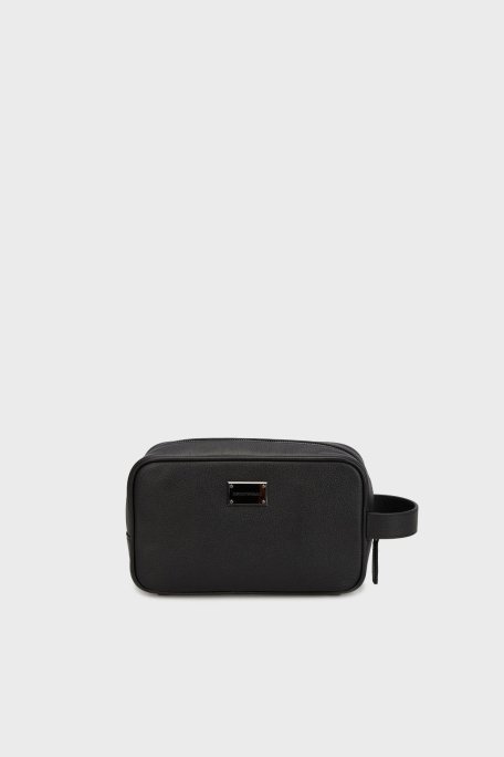 Emporio Armani Logolu Deri Bilek Askılı Erkek Çanta EM003561 AF13788 UC001 SİYAH - Emporio Armani (1)