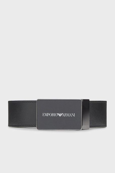 Emporio Armani Logolu Deri Erkek Kemer EM005824 AF25470 UC001 SİYAH - Emporio Armani