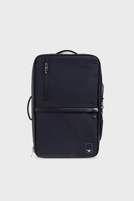 Emporio Armani Logolu Dolgulu Omuz Askılı Erkek Sırt Çantası EM001221 AF19588 UB118 LACİVERT - Emporio Armani