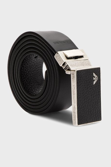 Emporio Armani Logolu Hakiki Deri Çift Taraflı Erkek Kemer Y4S225 YMB4E 88001 SİYAH - Emporio Armani (1)