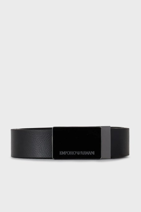 Emporio Armani Logolu Hakiki Deri Erkek Kemer Y4S427 YTU7J 84372 SİYAH - Emporio Armani