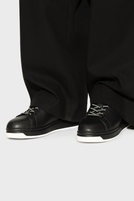 Emporio Armani Logolu Hakiki Deri Kalın Taban Sneaker Erkek Ayakkabı EM003663 AF18212 MC105 SİYAH - Emporio Armani (1)