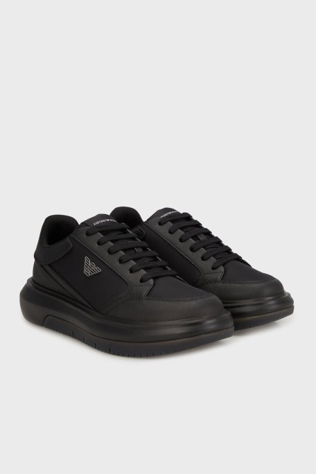 Emporio Armani Logolu Kalın Taban Sneaker Erkek Ayakkabı X4X633 XR325 K001 SİYAH - Emporio Armani (1)