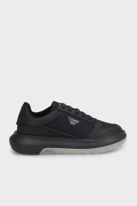 Emporio Armani Logolu Kalın Tabanlı Sneaker Erkek Ayakkabı X4X633 XR325 N151 LACİVERT - Emporio Armani
