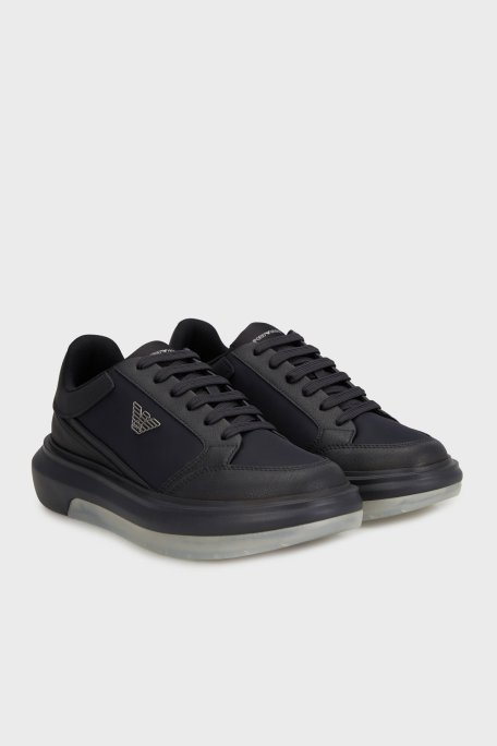 Emporio Armani Logolu Kalın Tabanlı Sneaker Erkek Ayakkabı X4X633 XR325 N151 LACİVERT - Emporio Armani (1)