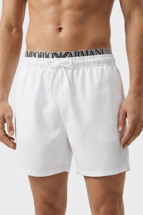 Emporio Armani Logolu Mayo Short Erkek Deniz Şortu EM000686 AF20432 U0002 BEYAZ - Emporio Armani