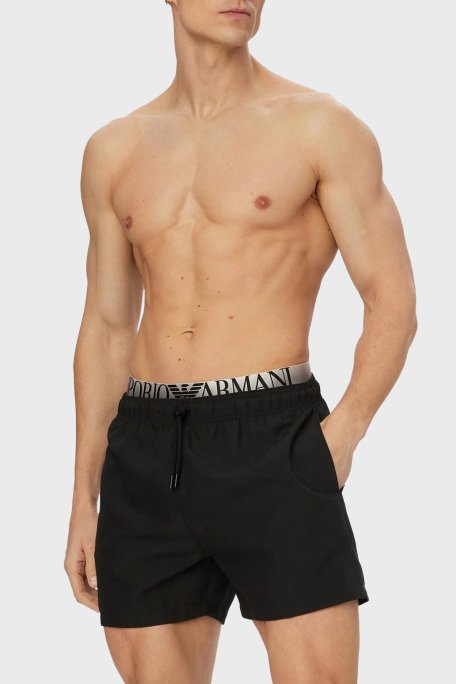 Emporio Armani Logolu Mayo Short Erkek Deniz Şortu EM000687 AF20432 UC001 SİYAH - Emporio Armani (1)