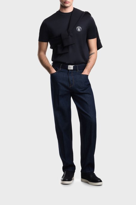 Emporio Armani Logolu Pamuk Karışımlı Regular Fit Bisiklet Yaka Erkek T Shirt EM005238 AF10017 UB118 LACİVERT - Emporio Armani (1)