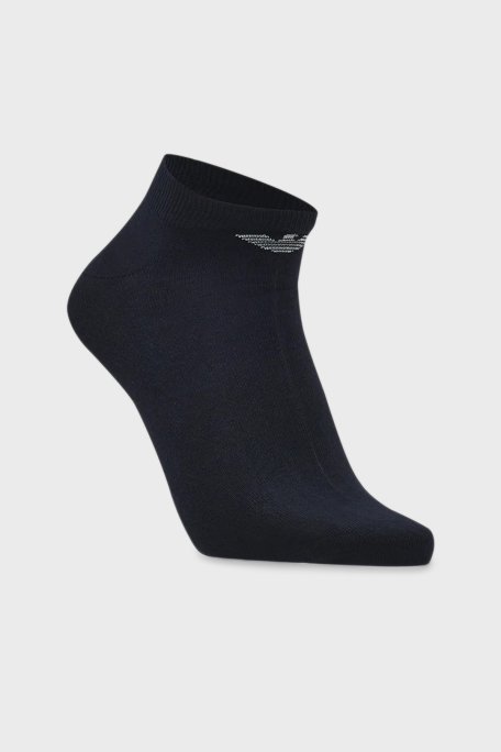 Emporio Armani Logolu Pamuklu 3 Pack Erkek Çorap EM000550 AF14446 MB082 MAVİ - Emporio Armani (1)
