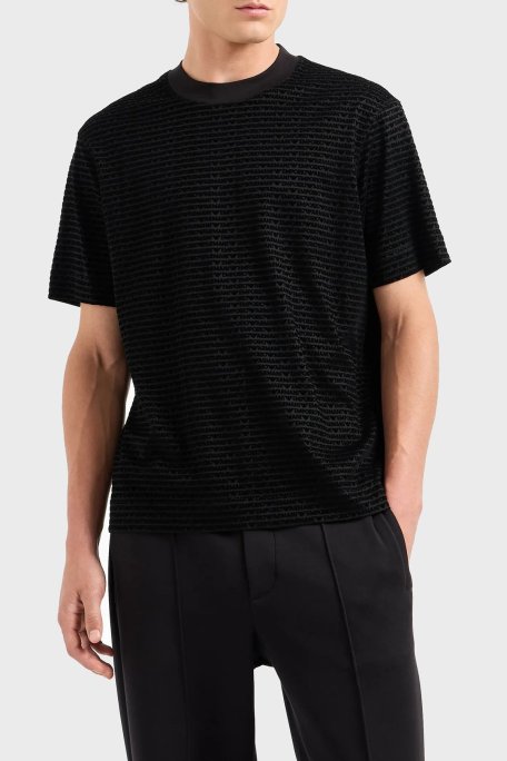 Emporio Armani Logolu Pamuklu Fitted Fit Sıfır Yaka Erkek T Shirt 6D1TD5 1JOSZ 0999 SİYAH - Emporio Armani