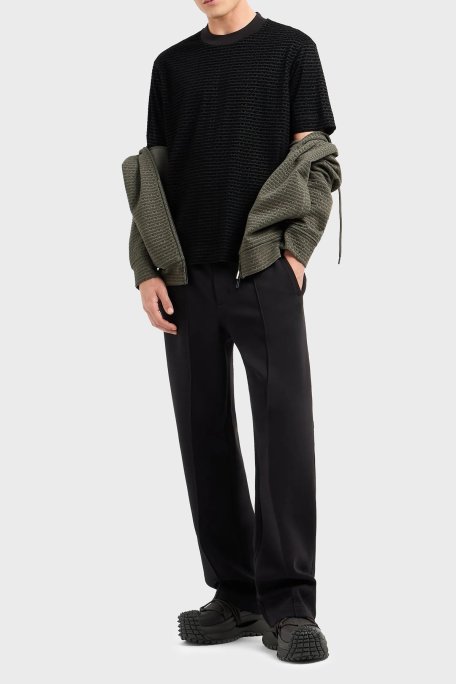 Emporio Armani Logolu Pamuklu Fitted Fit Sıfır Yaka Erkek T Shirt 6D1TD5 1JOSZ 0999 SİYAH - Emporio Armani (1)