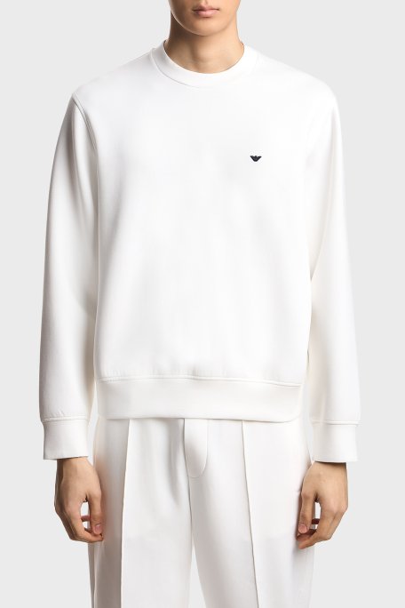 Emporio Armani Logolu Pamuklu Regular Fit Bisiklet Yaka Erkek Sweat EM004533 AF10013 U0003 BEYAZ - Emporio Armani