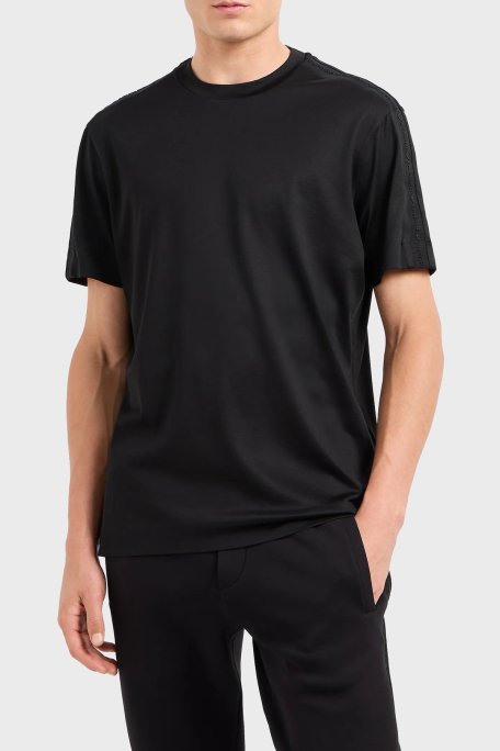 Emporio Armani Logolu Pamuklu Regular Fit Bisiklet Yaka Erkek T Shirt 6D1TD6 1JOSZ 0999 SİYAH - Emporio Armani
