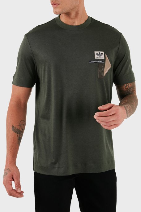 Emporio Armani Logolu Pamuklu Regular Fit Bisiklet Yaka Erkek T Shirt EM002959 AF18312 U8120 HAKİ - Emporio Armani