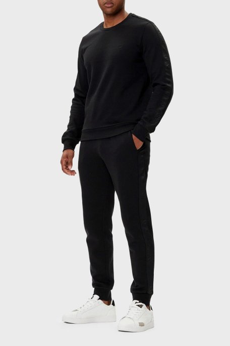 Emporio Armani Logolu Pamuklu Regular Fit Bisiklet Yaka Normal Bel Erkek Eşofman Takımı EM001922 AF14976 UC001 SİYAH - Emporio Armani