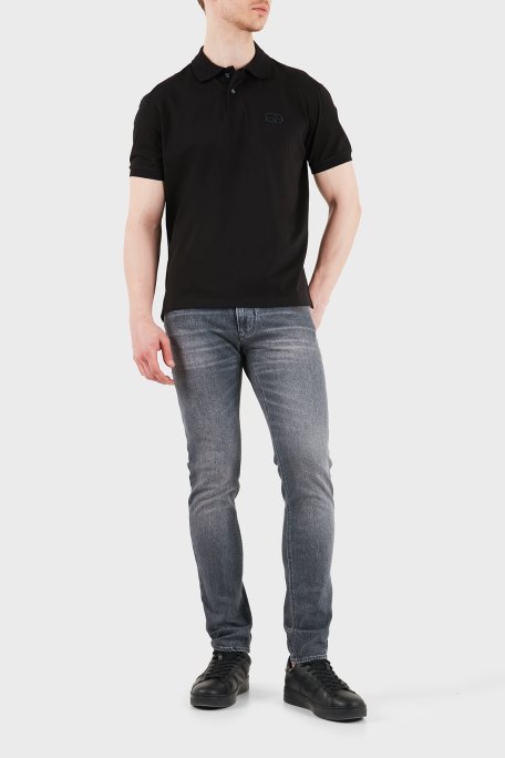 Emporio Armani Logolu Pamuklu Regular Fit Düğmeli Erkek Polo EM004579 AF13742 UC001 SİYAH - Emporio Armani (1)