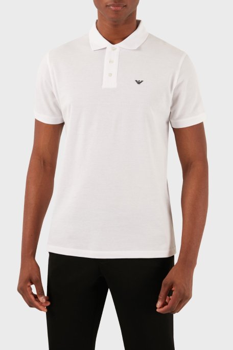 Emporio Armani Logolu Pamuklu Regular Fit Erkek Polo Yaka T Shirt 8N1FQ2 1JTKZ 0100 BEYAZ - Emporio Armani