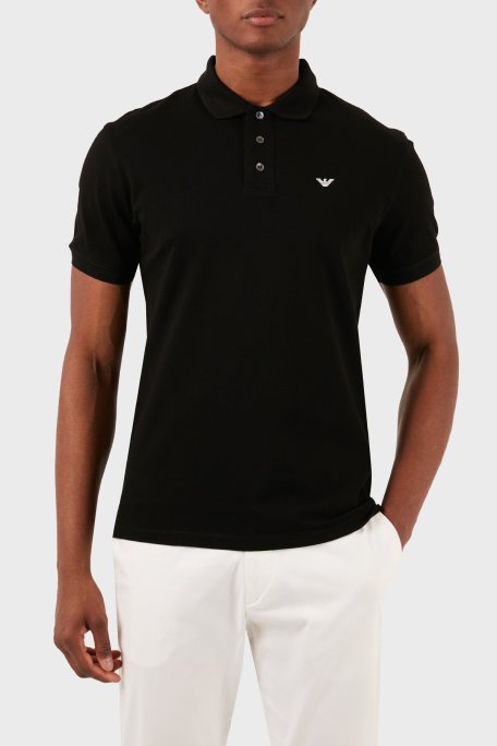 Emporio Armani Logolu Pamuklu Regular Fit Erkek Polo Yaka T Shirt 8N1FQ2 1JTKZ 0999 SİYAH - Emporio Armani