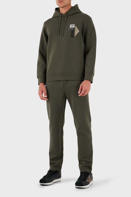 Emporio Armani Logolu Pamuklu Regular Fit Kapüşonlu Erkek Sweat EM003587 AF10013 U8120 HAKİ - Emporio Armani (1)