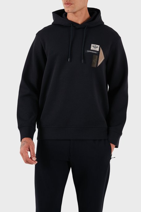 Emporio Armani Logolu Pamuklu Regular Fit Kapüşonlu Erkek Sweat EM003587 AF10013 UB118 LACİVERT - Emporio Armani
