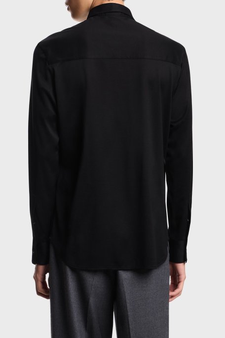 Emporio Armani Logolu Pamuklu Regular Fit Klasik Yaka Erkek Gömlek EM003055 AF10761 UC001 SİYAH - Emporio Armani (1)