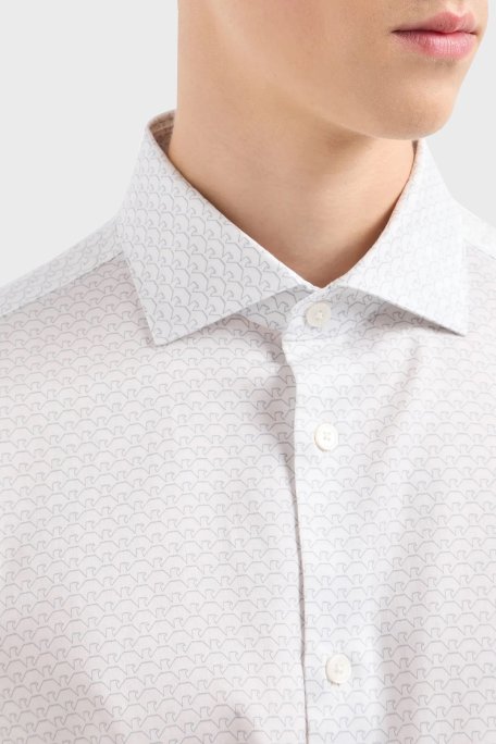 Emporio Armani Logolu Pamuklu Slim Fit Erkek Gömlek 6D1C86 1NPBZ F121 BEYAZ - Emporio Armani (1)