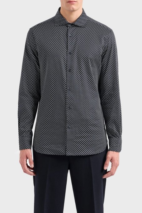 Emporio Armani Logolu Pamuklu Slim Fit Erkek Gömlek 6D1C86 1NPBZ F928 BEYAZ - Emporio Armani