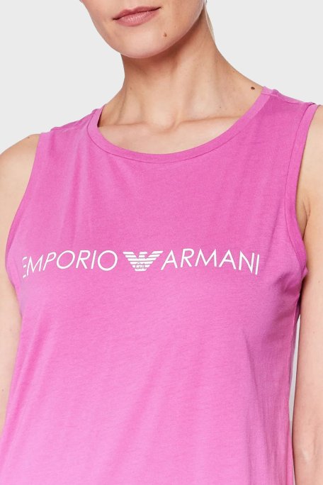 Emporio Armani Logolu Regular Fit Bisiklet Yaka Pamuklu Yırtmaçlı Uzun Bayan Elbise S 262635 2R340 05873 PEMBE - Emporio Armani (1)
