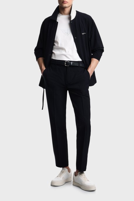 Emporio Armani Logolu Regular Fit Çıtçıt Düğmeli Klasik Yaka Erkek Mont EM004691 AF21368 UB118 LACİVERT - Emporio Armani