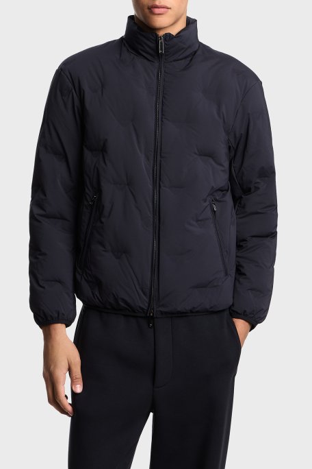 Emporio Armani Logolu Regular Fit Dik Yaka Erkek Mont EM003045 AF18232 UB118 LACİVERT - Emporio Armani