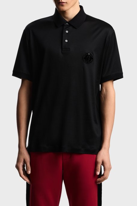 Emporio Armani Logolu Regular Fit Düğmeli Erkek Polo EM005341 AF10017 UC001 SİYAH - Emporio Armani