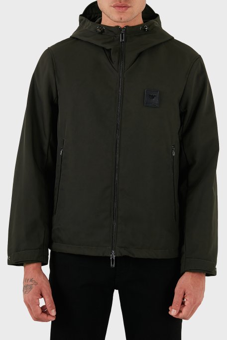 Emporio Armani Logolu Regular Fit Kapüşonlu Erkek Mont EM003417 AF18264 U8120 HAKİ - Emporio Armani