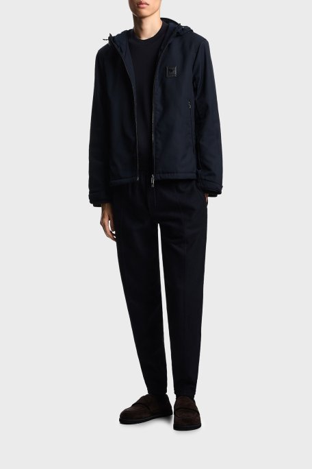 Emporio Armani Logolu Regular Fit Kapüşonlu Erkek Mont EM003417 AF18264 UB118 LACİVERT - Emporio Armani (1)
