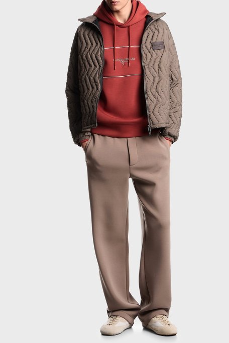 Emporio Armani Logolu Şerit Detaylı Regular Fit Kapüşonlu Erkek Sweat EM002885 AF17545 U5035 KIRMIZI - Emporio Armani (1)